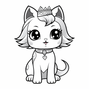 Princess Chibi Cat Coloring Pages 4