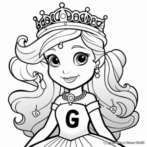 Princess Letter G for Girls Coloring Pages 4