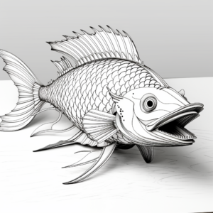 Printable 3D Dragon Fish Coloring Pages 1