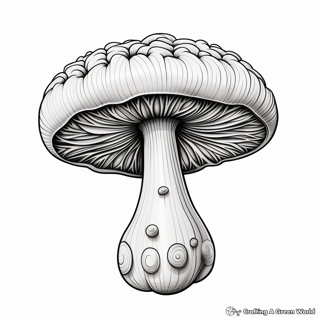 Printable 3D Mushroom Coloring Sheets 4