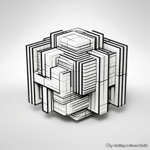 Printable Abstract 3D Geometric Design Coloring Pages 3