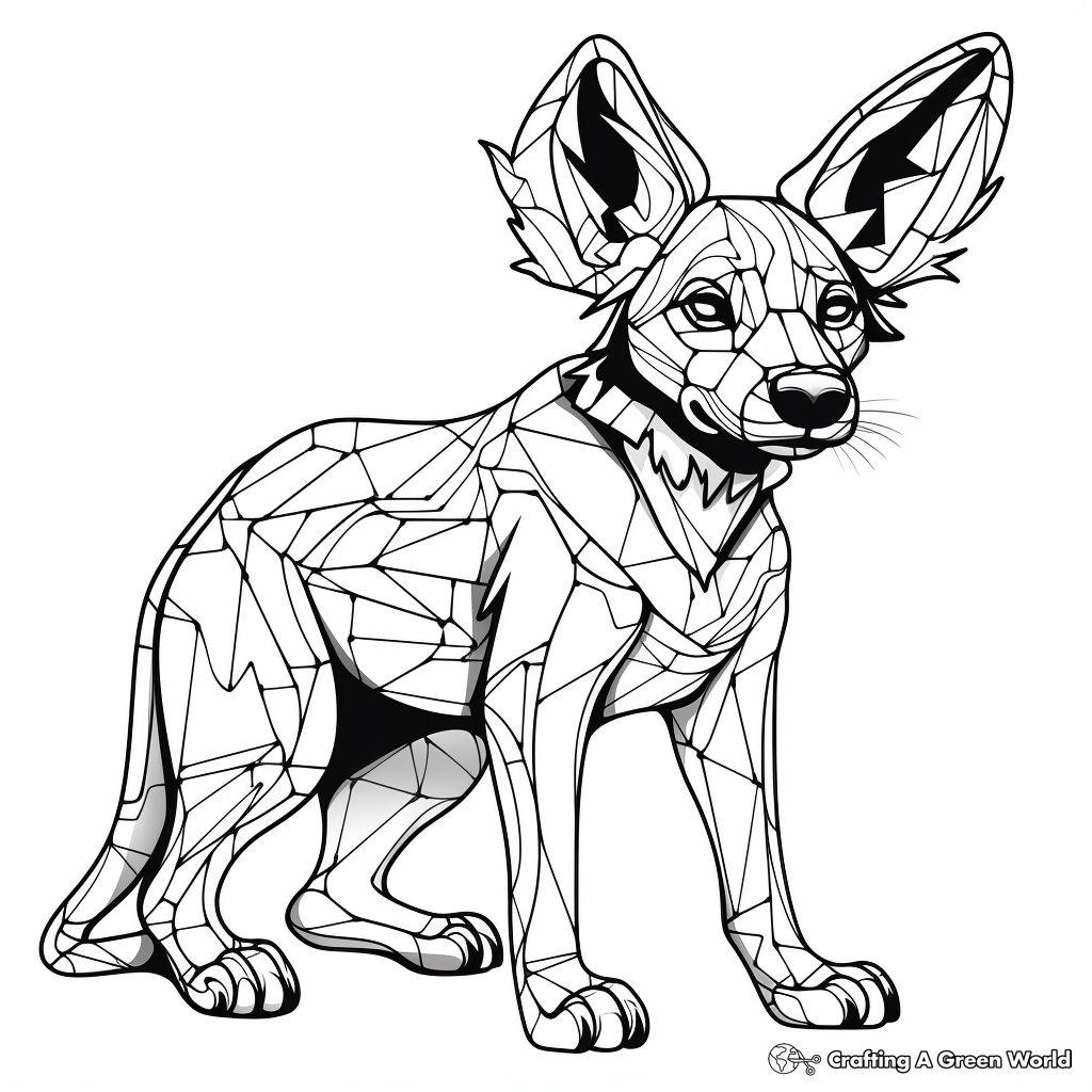 Printable Abstract African Wild Dog Coloring Pages for Artists 2