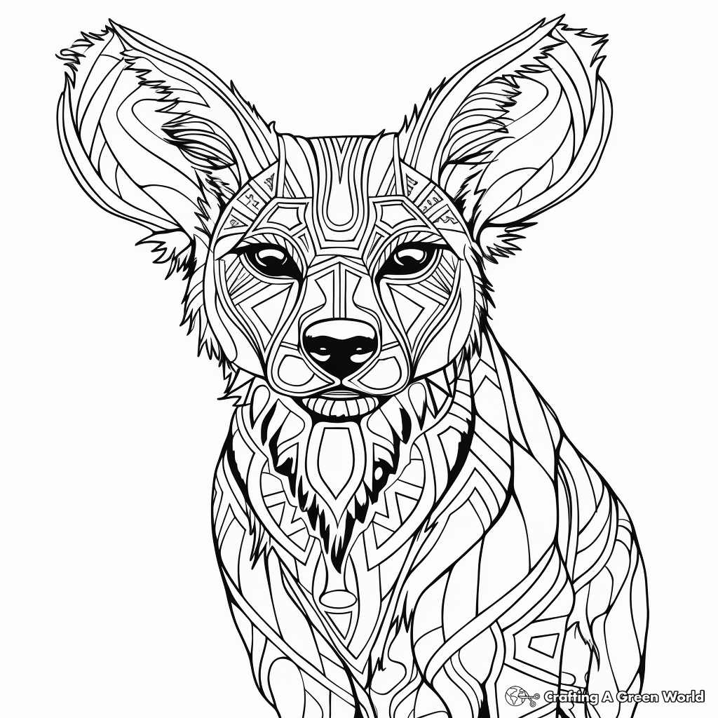 Printable Abstract African Wild Dog Coloring Pages for Artists 4
