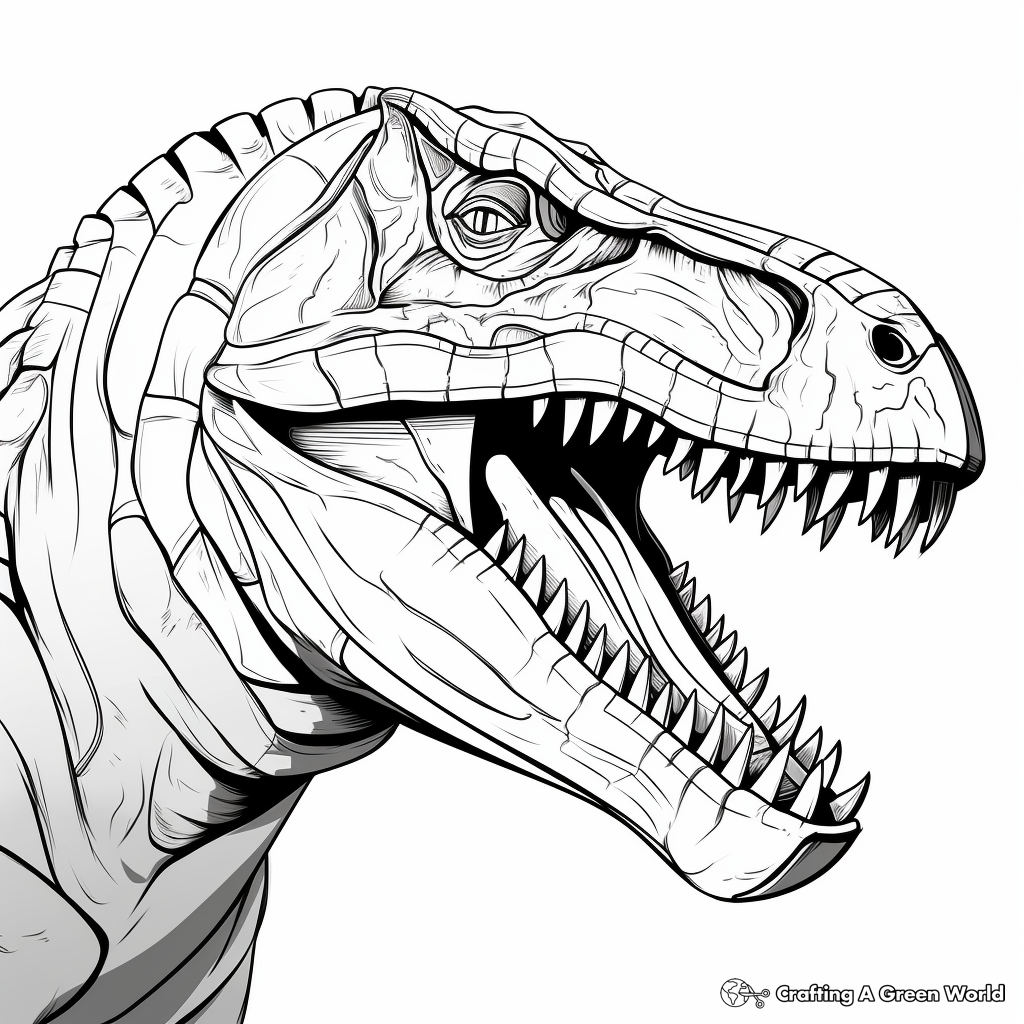 Printable Abstract Allosaurus Head Coloring Pages for Artists 2