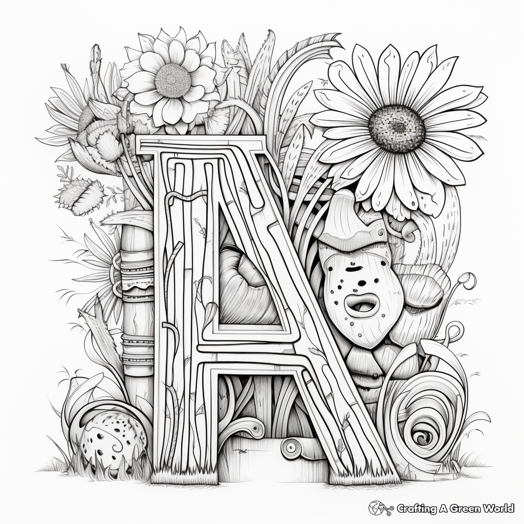 Printable Abstract Alphabet Coloring Pages for Artists 1