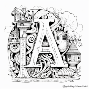 Printable Abstract Alphabet Coloring Pages for Artists 2