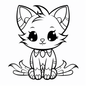 Printable Abstract Angel Cat Coloring Pages for Artists 1