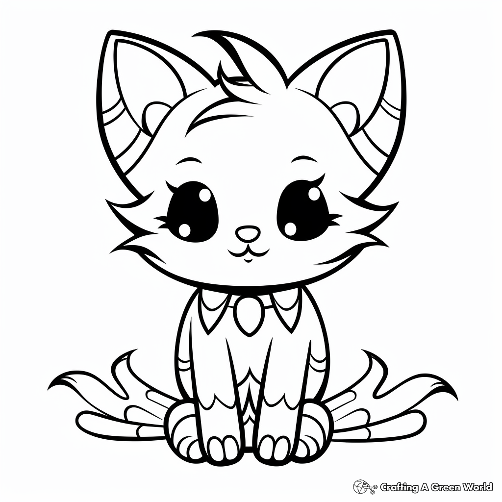 Printable Abstract Angel Cat Coloring Pages for Artists 1