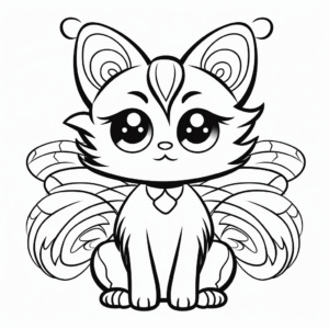 Printable Abstract Angel Cat Coloring Pages for Artists 2