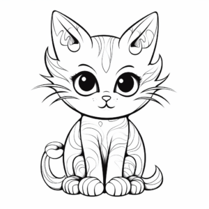 Printable Abstract Angel Cat Coloring Pages for Artists 3