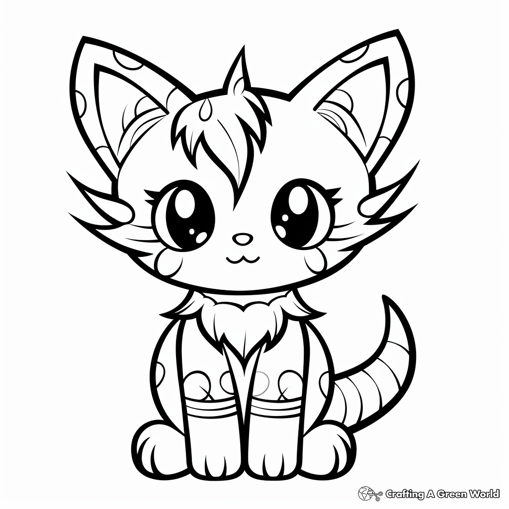 Printable Abstract Angel Cat Coloring Pages for Artists 4