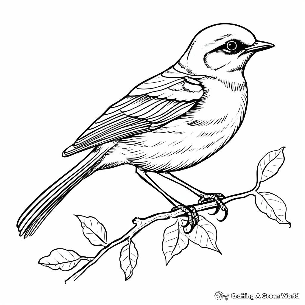 Printable Abstract Art Mockingbird Coloring Pages 2