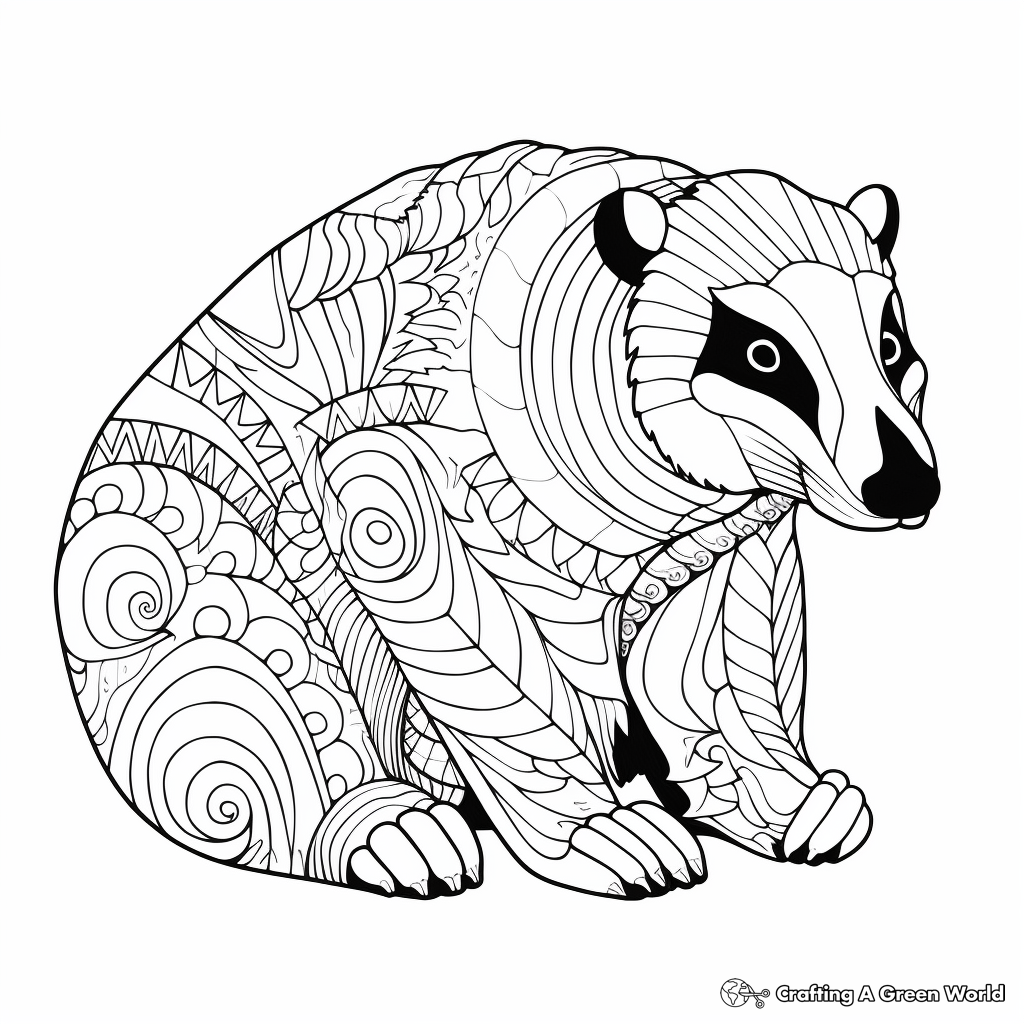 Printable Abstract Badger Coloring Pages for Artists 1