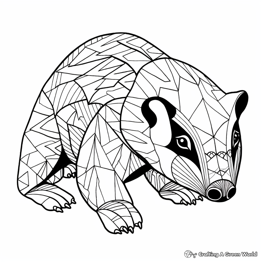 Printable Abstract Badger Coloring Pages for Artists 3
