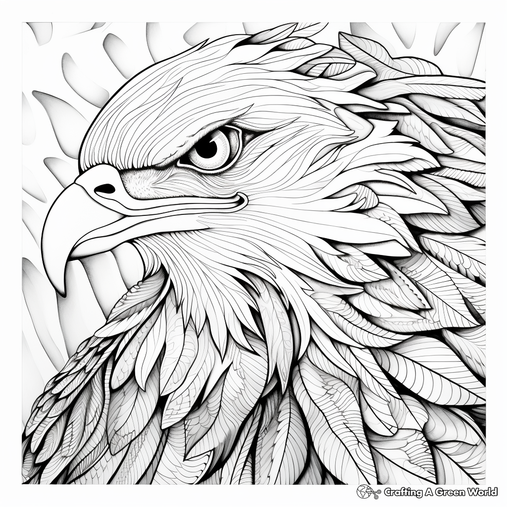 Printable Abstract Bald Eagle Coloring Page for Artists 1