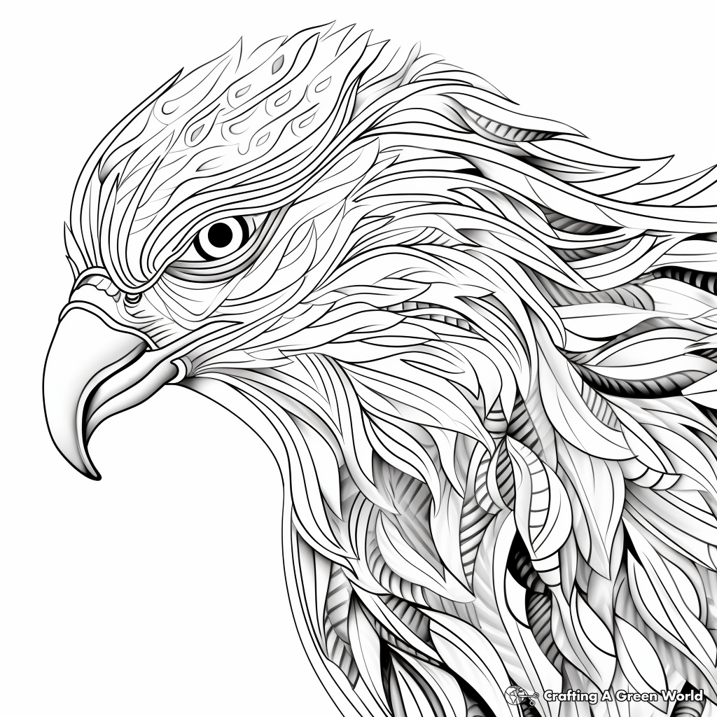 Printable Abstract Bald Eagle Coloring Page for Artists 2