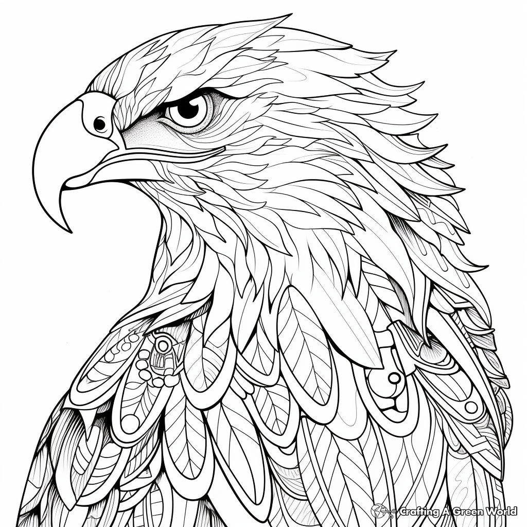 Printable Abstract Bald Eagle Coloring Page for Artists 3