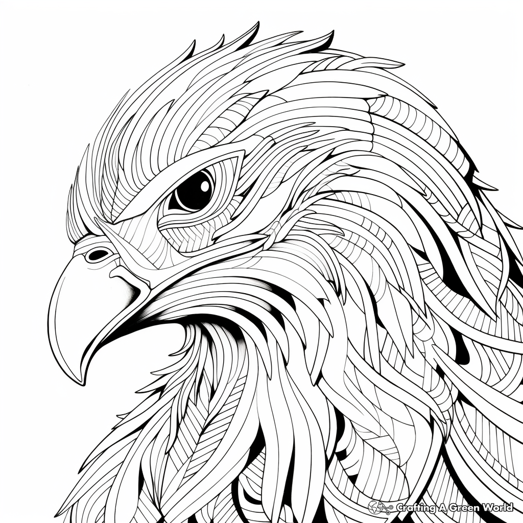 Printable Abstract Bald Eagle Coloring Page for Artists 4