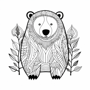 Printable Abstract Bear Coloring Pages for Artists 1
