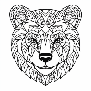 Printable Abstract Bear Face Coloring Pages for Artists 1