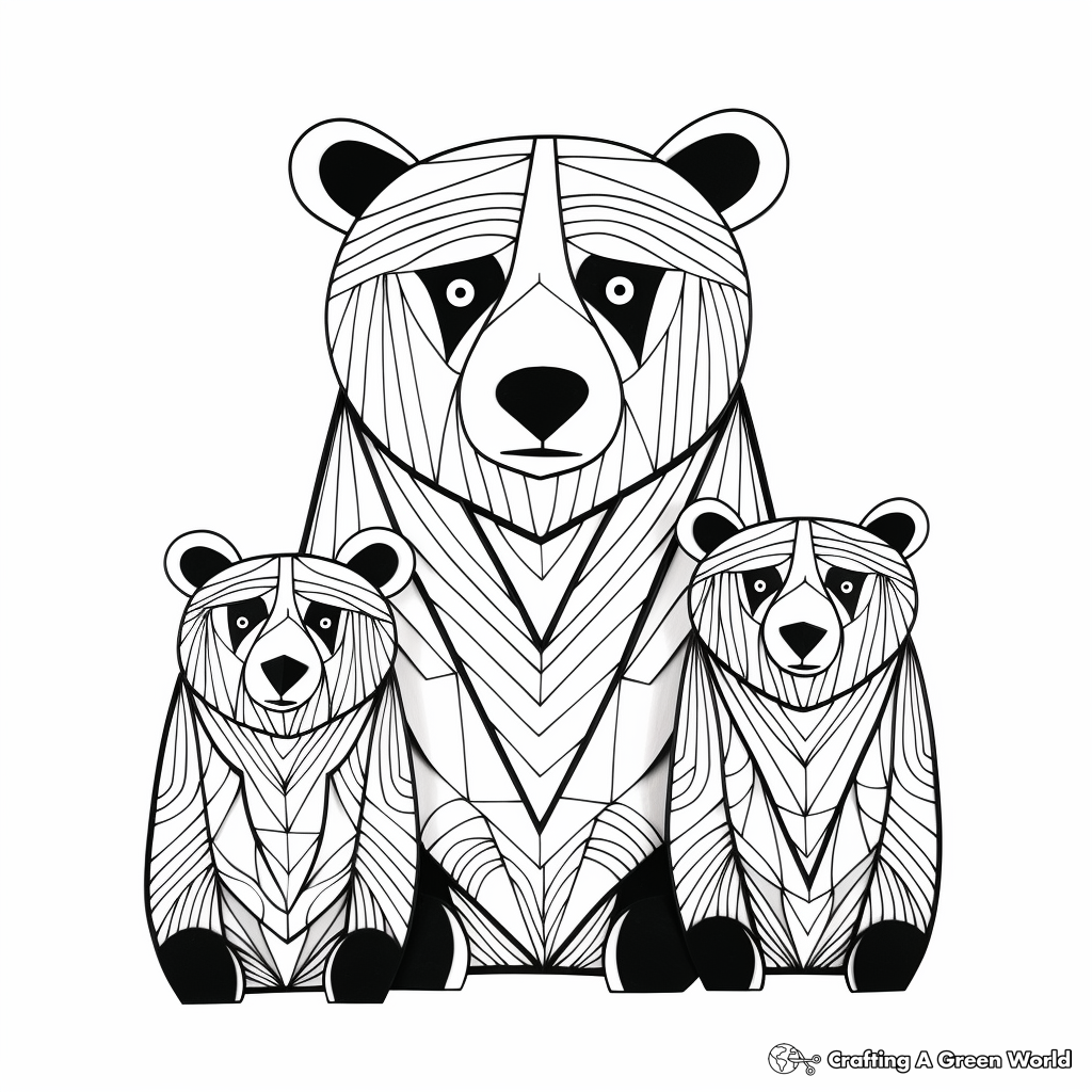 Printable Abstract Bear Family Coloring Pages for Artists 2