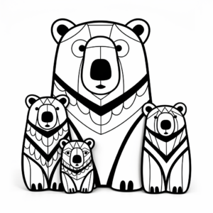 Printable Abstract Bear Family Coloring Pages for Artists 3