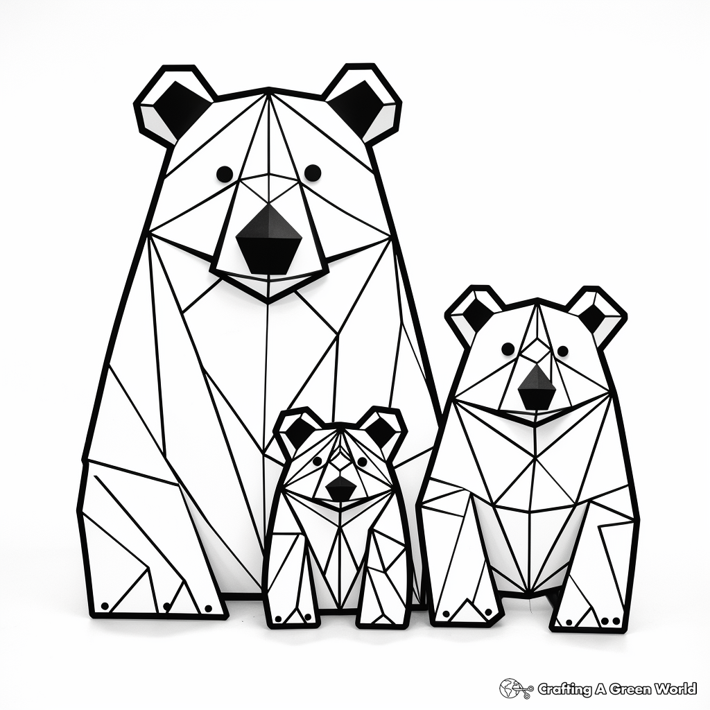 Printable Abstract Bear Family Coloring Pages for Artists 4