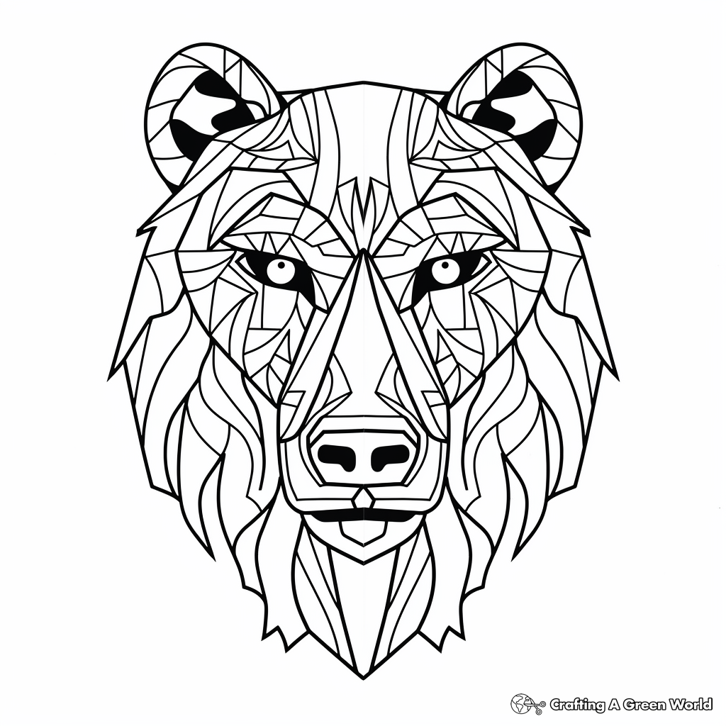 Printable Abstract Bear Head Coloring Pages 2