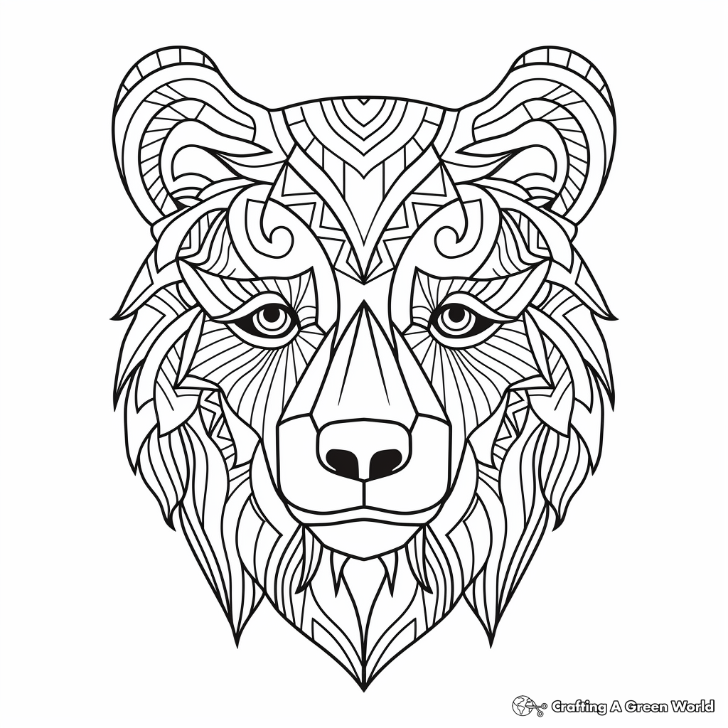 Printable Abstract Bear Head Coloring Pages 4