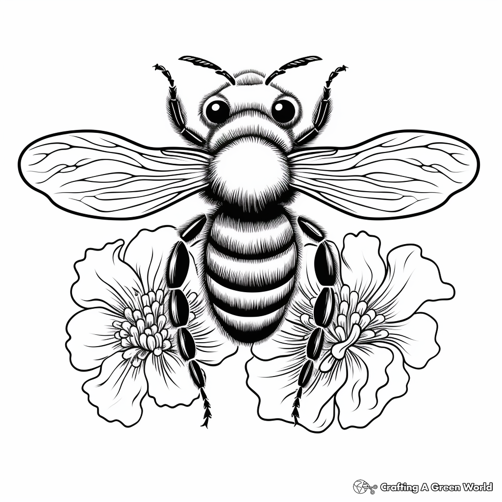 Printable Abstract Bee and Poppy Coloring Pages for Artists 1