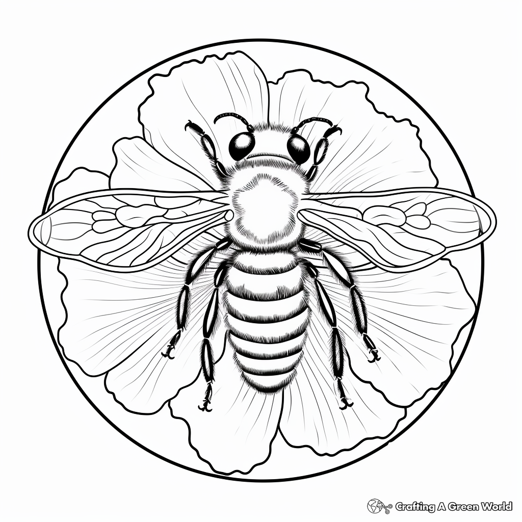 Printable Abstract Bee and Poppy Coloring Pages for Artists 3