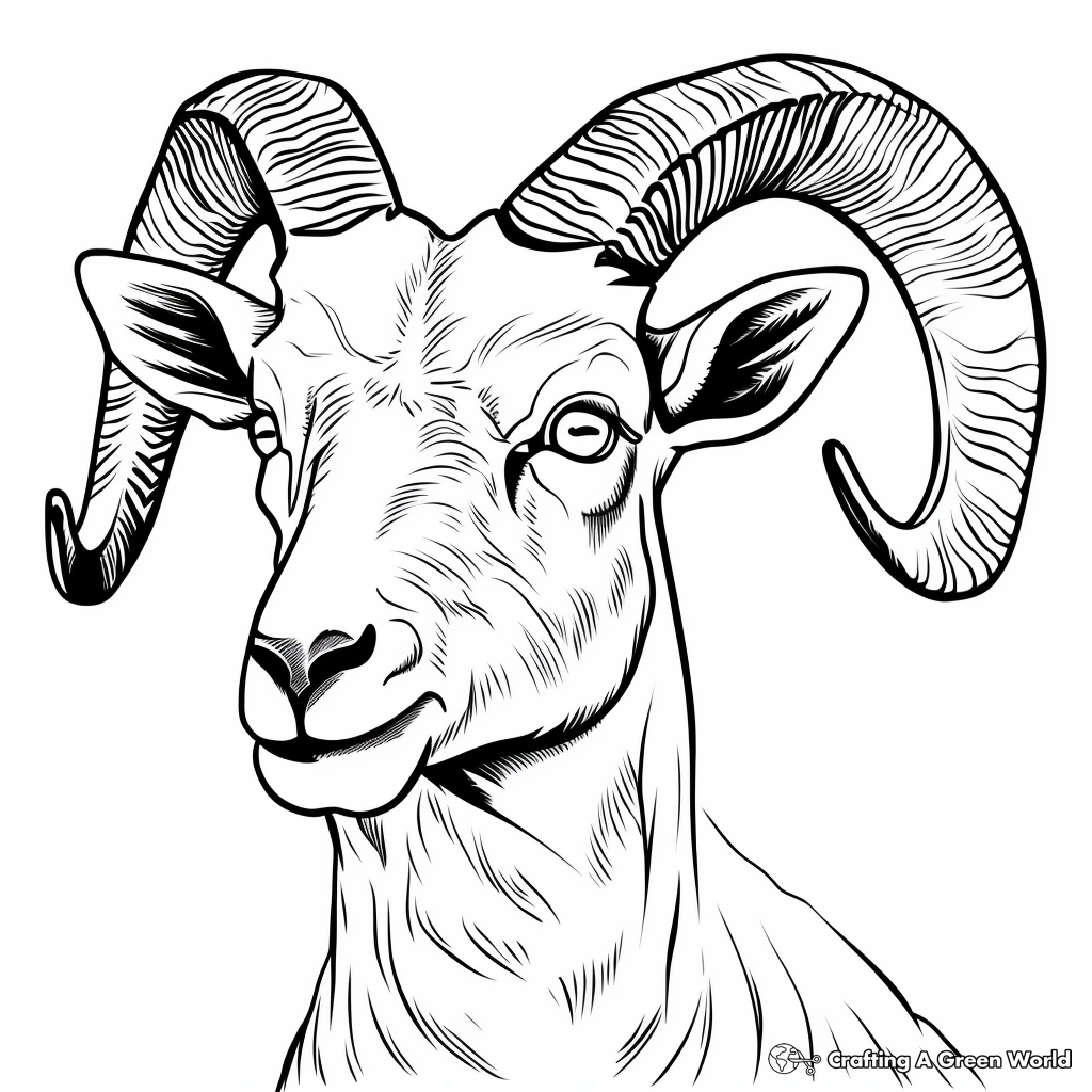 Printable Abstract Bighorn Sheep Coloring Pages for Artists 4