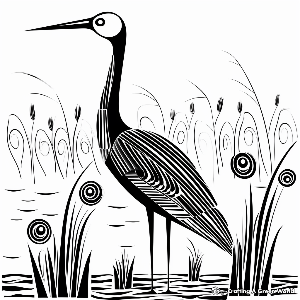 Printable Abstract Blue Heron Coloring Pages for Artists 3