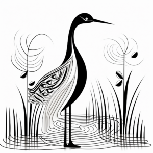 Printable Abstract Blue Heron Coloring Pages for Artists 4