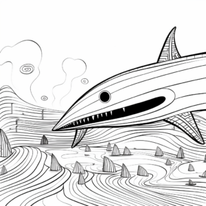 Printable Abstract Blue Whale Coloring Pages for Artists 1