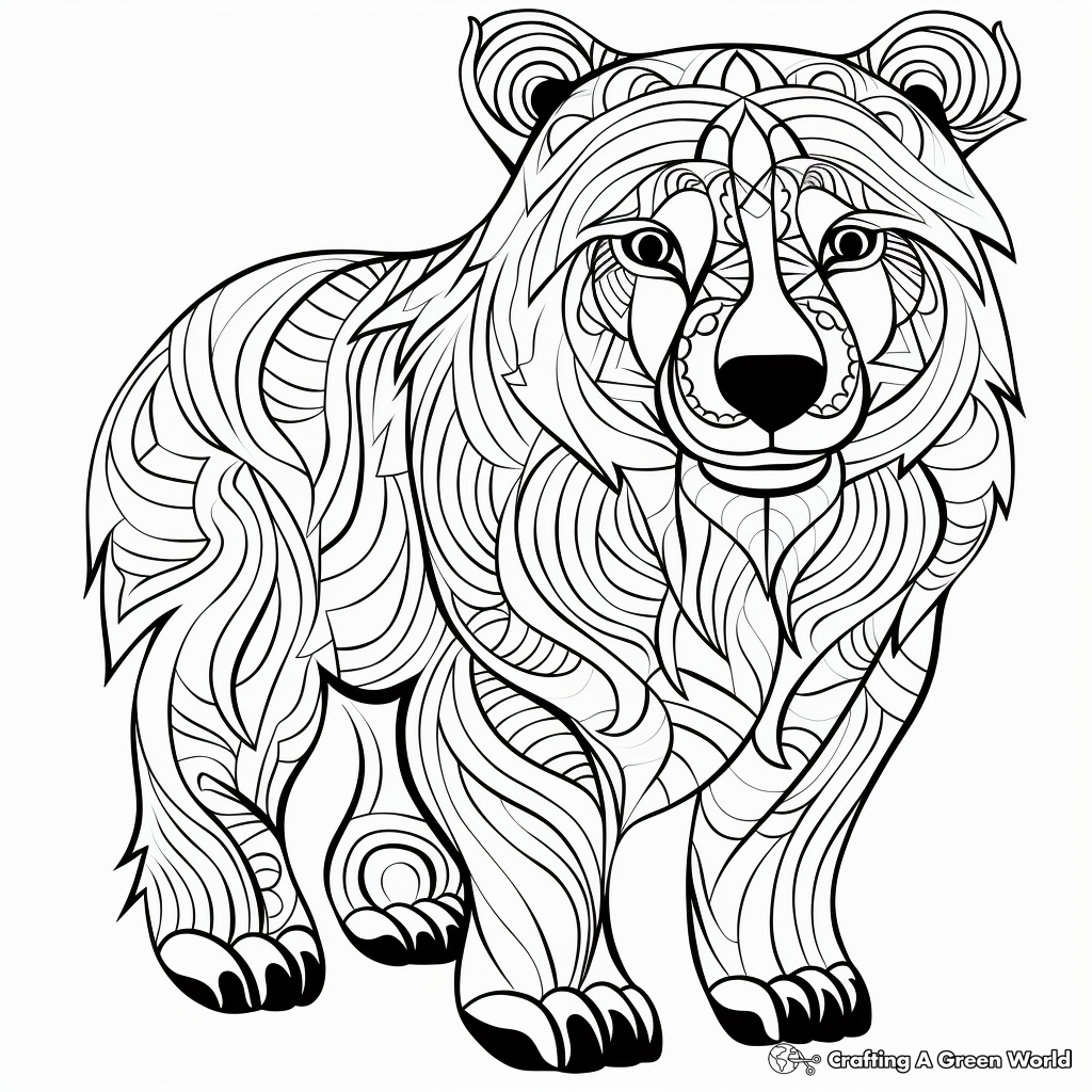 Printable Abstract Brown Bear Coloring Pages 1
