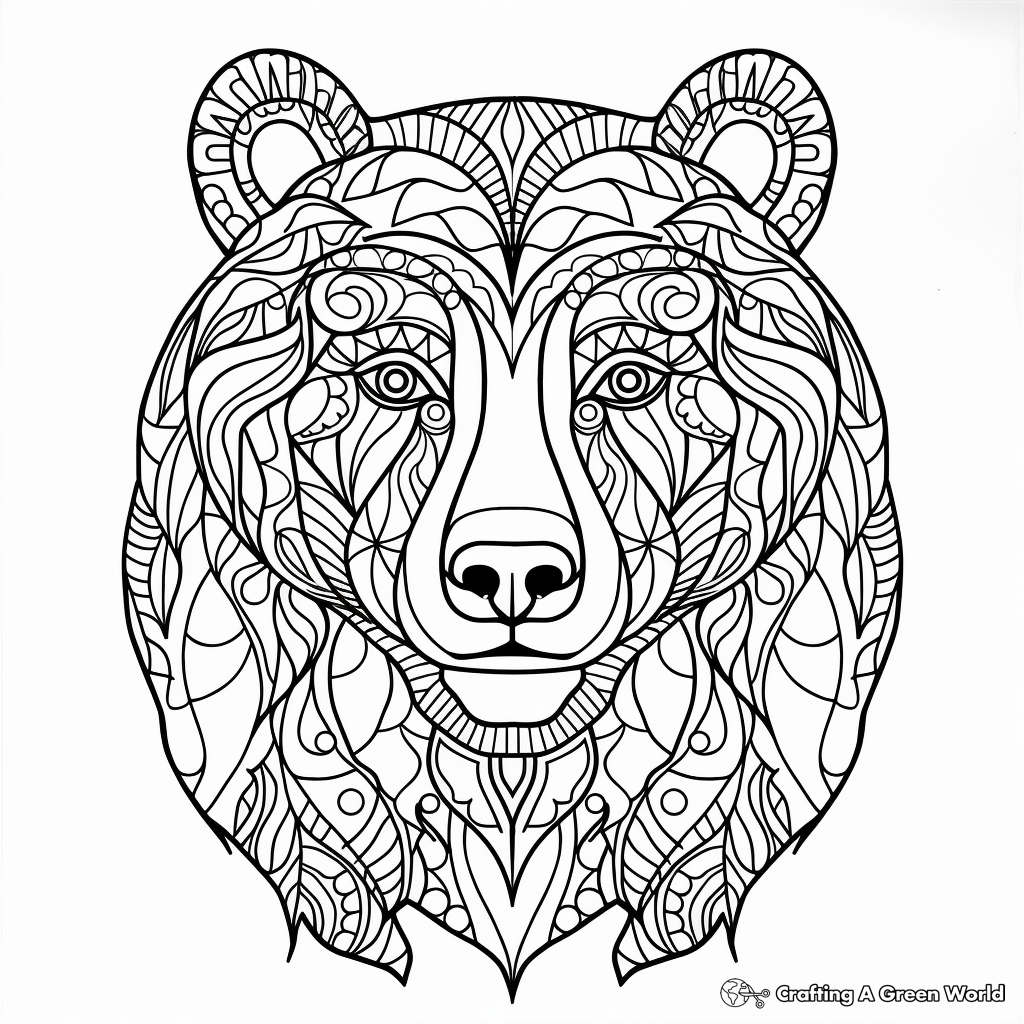 Printable Abstract Brown Bear Coloring Pages 4