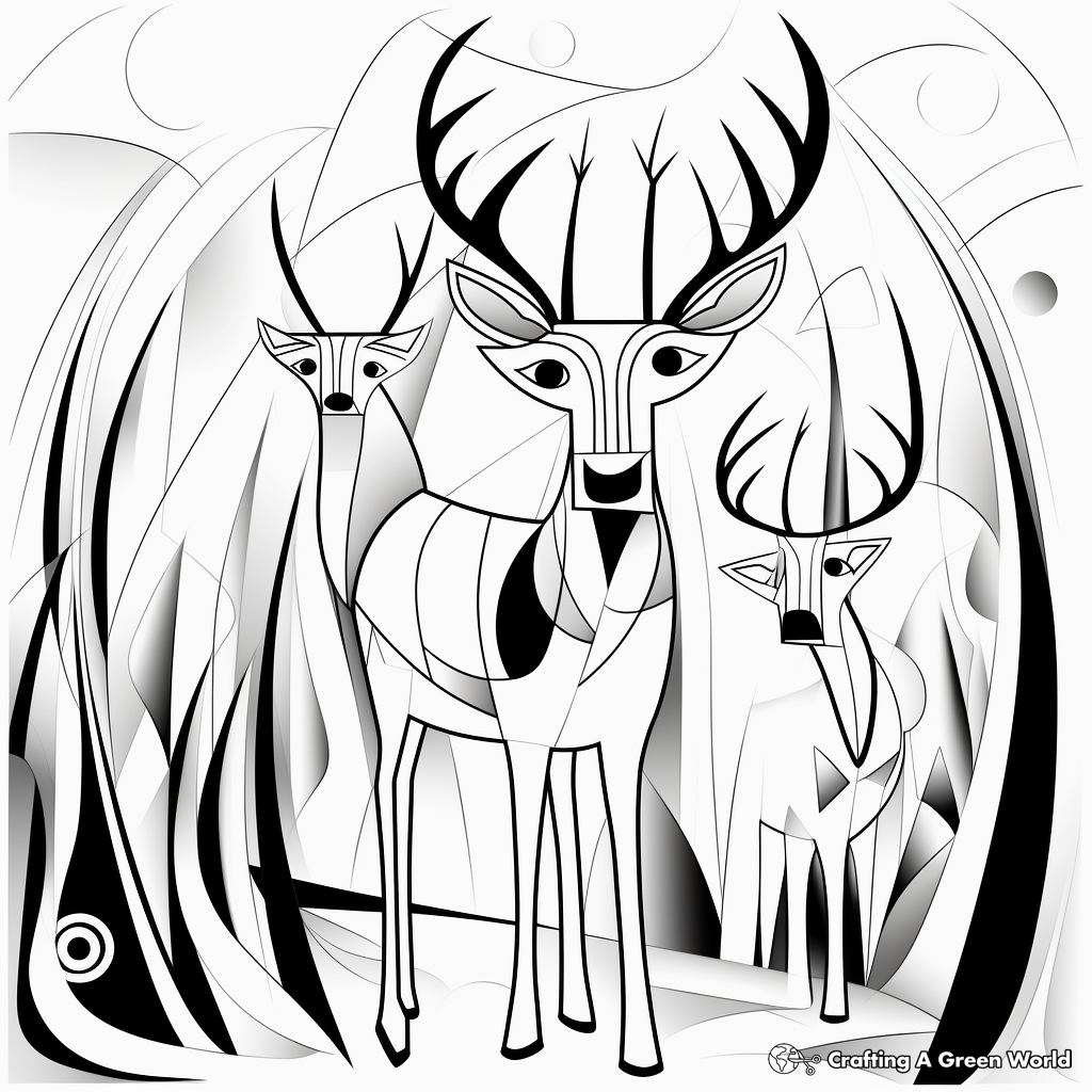 Printable Abstract Buck Coloring Pages for Artists 2