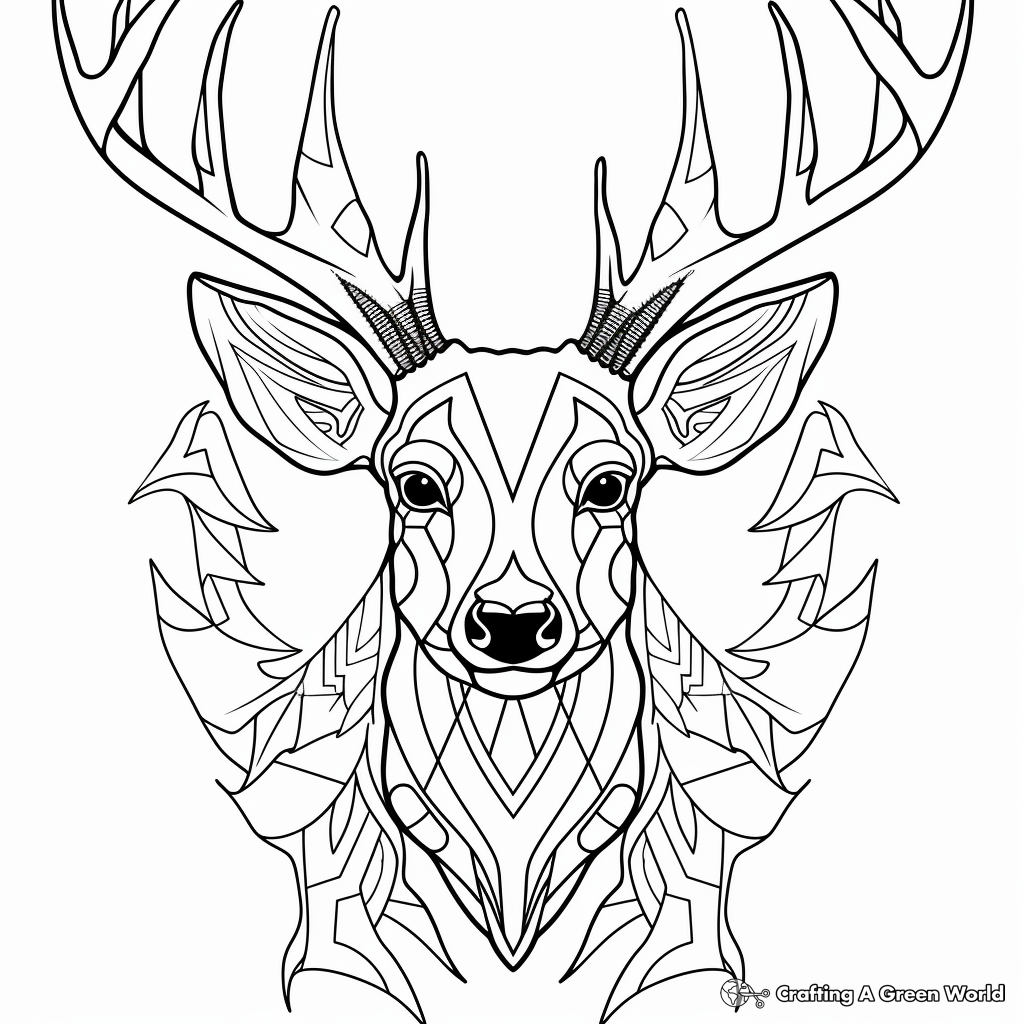 Printable Abstract Buck Coloring Pages for Artists 4