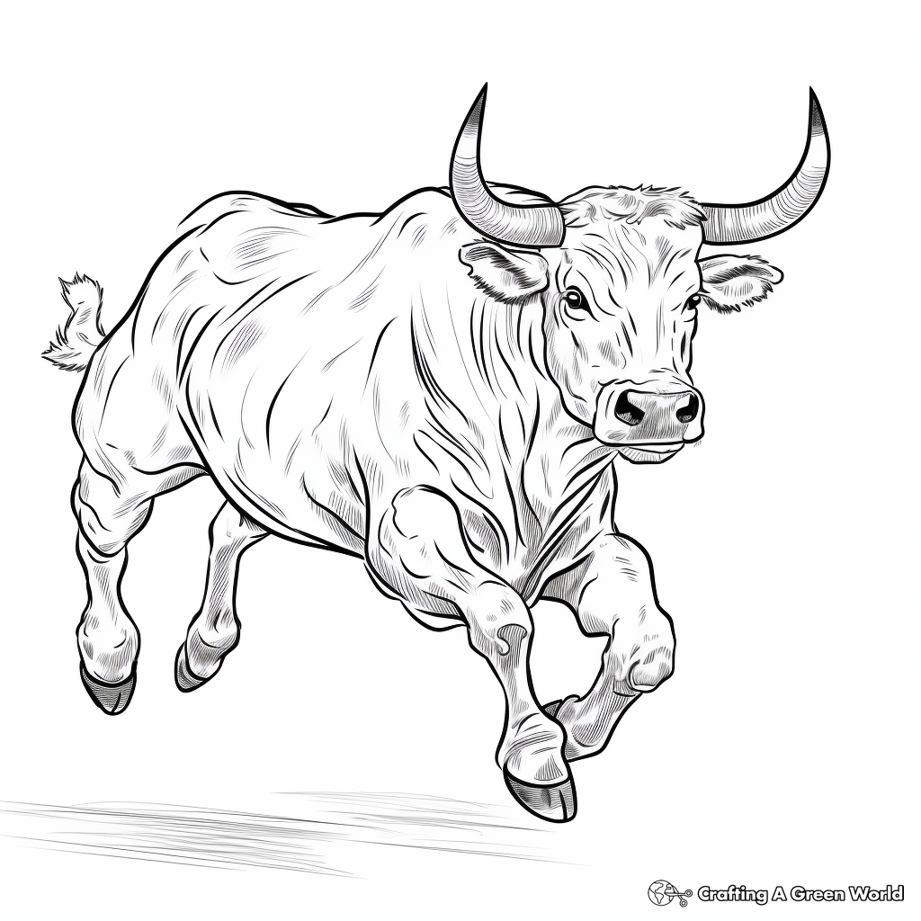 Printable Abstract Bucking Bull Coloring Pages for Artists 3