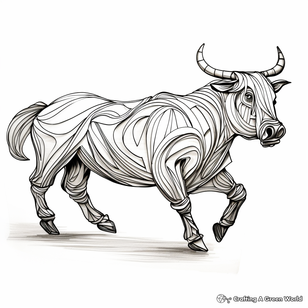 Printable Abstract Bucking Bull Coloring Pages for Artists 4