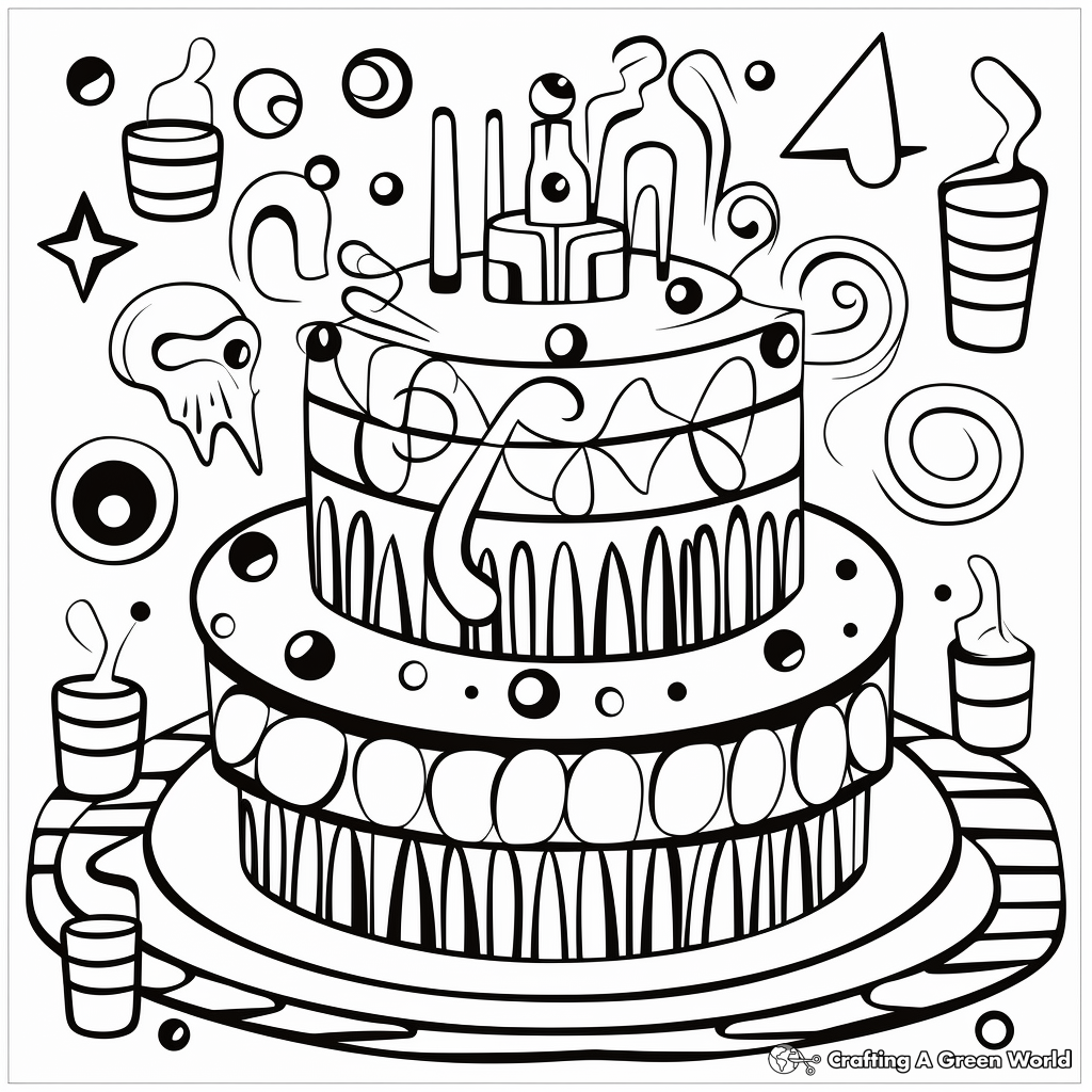 Printable Abstract Cake Design Coloring Pages 2