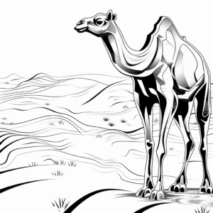 Printable Abstract Camel in Desert Coloring Pages for Artists 1