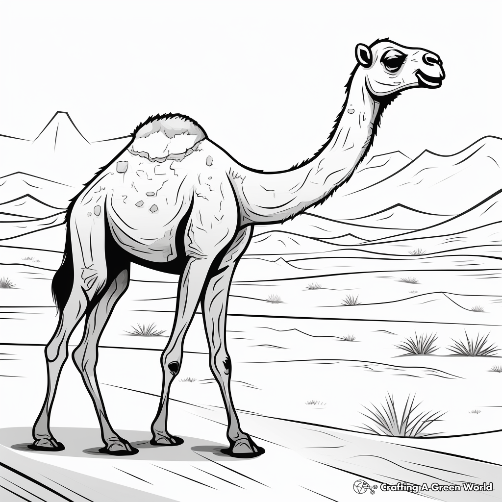 Printable Abstract Camel in Desert Coloring Pages for Artists 2