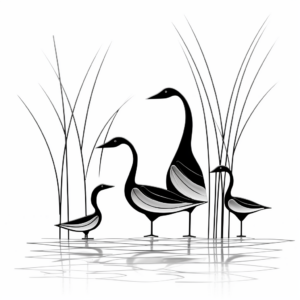 Printable Abstract Canada Geese Coloring Sheets 2