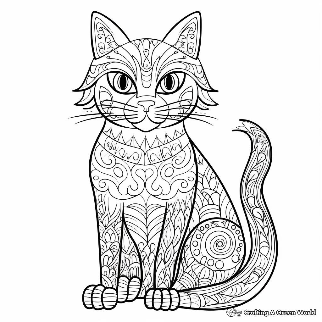 Printable Abstract Cat Coloring Pages for Artists 1