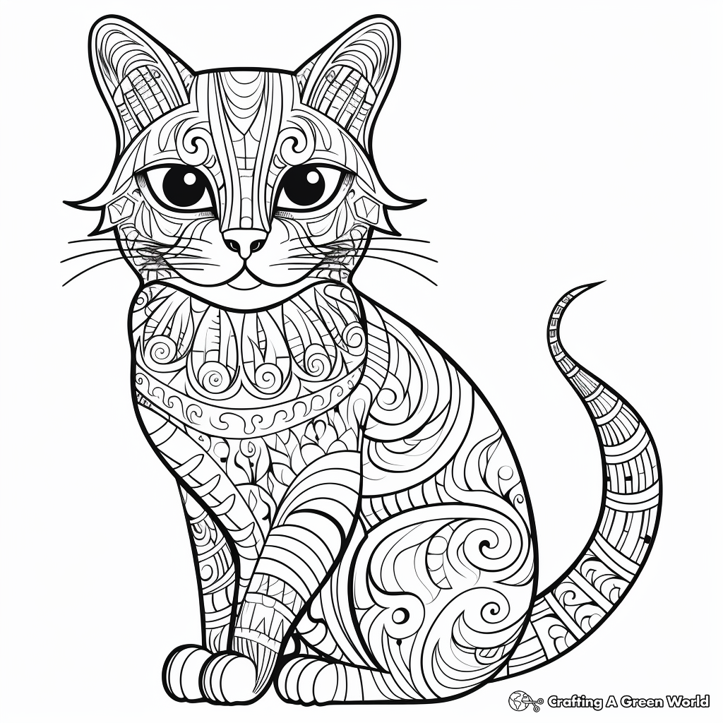 Printable Abstract Cat Coloring Pages for Artists 2