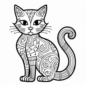 Printable Abstract Cat Coloring Pages for Artists 3