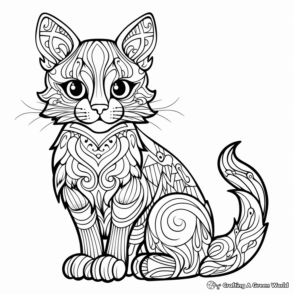 Printable Abstract Cat Coloring Pages for Artists 4