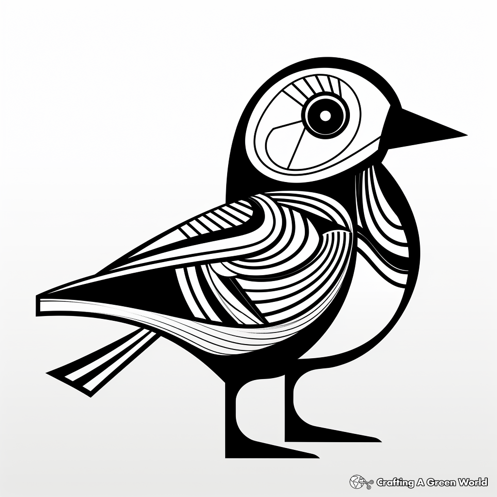 Printable Abstract Chickadee Coloring Pages for Artists 2